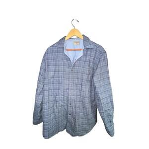 Nicoby Reversible Plaid & Solid Blue Button Down Cotton Shirt Men’s XL